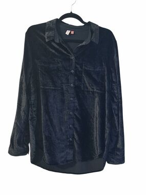 Pilcro Velvet Button Down Shirt Anthropologie Velour Top